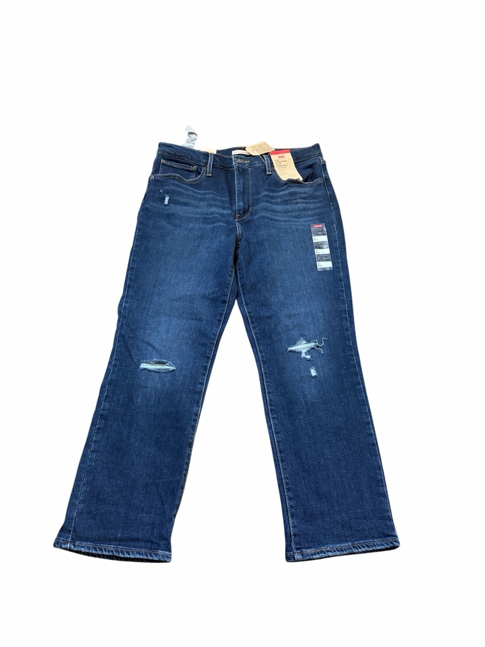 Levi's Dark Blue High Rise Slim Crop Jeans with Light Distressing 12